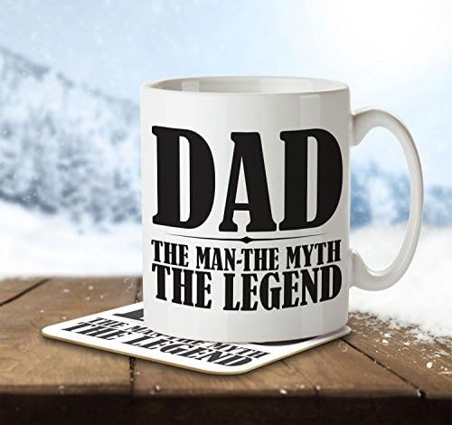 Dad The Man The Myth The Legend - Mug and Coaster by Inky Penguin