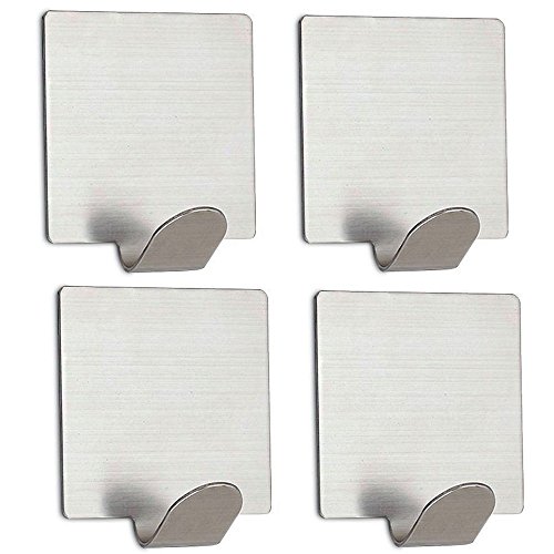 Bermud 4 Stück Edelstahl Selbstklebend Handtuchhaken Kleiderhaken Ohne Bohren für Bad und Küche Gebürstetes