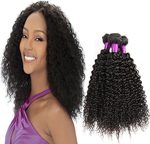 Unprocessed Brazilian Kinky Curly Virgin Hair Weave 3 Bundles Human Hair Extensions for Black Women Natural Black Color (14 14 16inch)