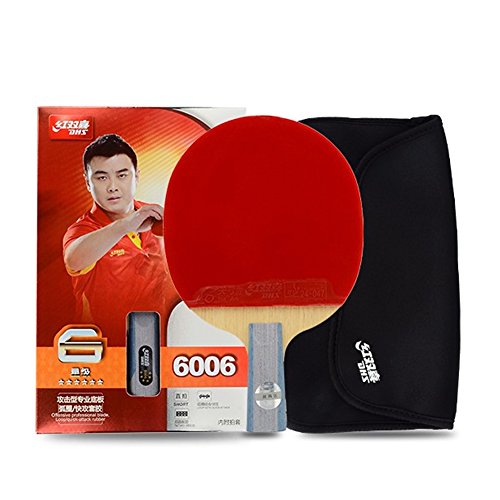 DHS 6-Star Table Tennis Racket Ping Pong Paddle 6006 (Short-handle) Double Pimples-in Bats Pen-hold Grip