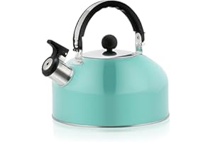 TYTOGE 3L Tea Kettle,Stainless Steel Whistling Camping Bottle,Lightweight Tea Pot for Camping Trips Hiking Cooking Barbecue (sky blue)