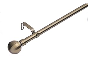 Lister Cartwright 19 mm Extendable Metal Curtain Poles, Antique Brass (Ball Finials, 70-120 cm)