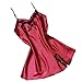 Produktbild Strung Damen Kleid Unterwäsche Dessous Babydoll Nachtwäsche Sleepwear Underwear Schlafanzug Negligee Frauen Nachthemd Sexy Negligee Satin Nachtkleid Kurz Trägerkleid (08 Rot,2XL)