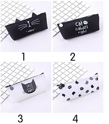 Preisvergleich Produktbild Sun Glower Zurück zu Schulaufbewahrung Federmäppch 1 Stück Creative Student Supplies Schreibwaren Aufbewahrungstasche Cute Cat Pencil Case_Trapezoid, Weiß (4)