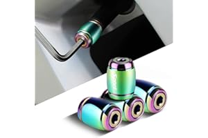 HIBEYO Juego de 4 Tapones para válvulas de neumáticos de Coche, a Prueba de Polvo, Tapas para válvulas de Aire, Piezas de aleación, con Junta