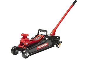 WERKBERG Podnośnik hydrauliczny niskoprofilowy 2,5T 80-380 mm | Typ żabka, zawór bezpieczeństwa, blokada, niski profil, do warsztatu, stabilna konstrukcja, czerwony