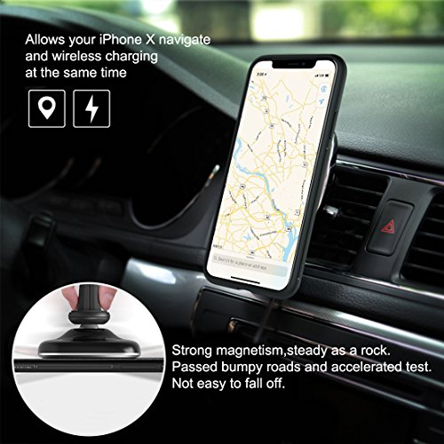 Cargador de coche inal  mbrico  Nillkin 2 en 1 Qi almohadilla de carga inal  mbrica y soporte magn  tico de montaje en el aire para iPhone X   8 8 Plus Nota de Samsung 8   S8 Plus   S7   S6 Edge Note 5 y todos los dispositivos con Qi habilitados-Modelo A