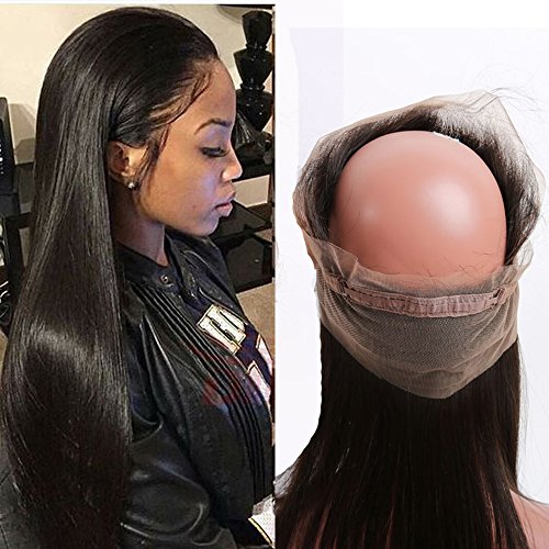 Sunwell 360 Lace Frontal Band Closure 6A Brazilian Straight with Natural Hairline for Black Women Natural Color 12"