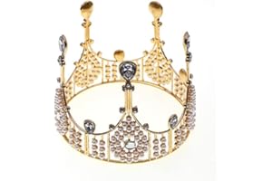 LEEMASING Decoración para tarta de corona con diamantes de imitación y perlas para decoración de torta de novia, accesorios para fotos, bodas, cumpleaños, fiestas, suministros
