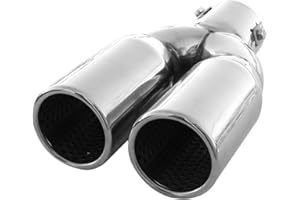 CARJOY Universell Auspuffblende Doppelrohr Endrohr Edelstahl Auto Endrohrblenden Auspuffendrohr Auspuffrohr Tuning Schalldampf Blende Sport Rund Chrom Auspuffspitzen 58 mm