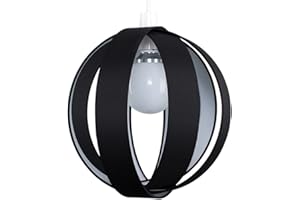 MiniSun | Modern Black Fabric Cocoon Globe Style Ceiling Light Shade | Pendant Lights, Home Décor & Improvement Essential | 290mm Shade Width