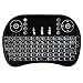 Produktbild Lionsoul 3 Farbe Hintergrundbeleuchtung Wireless Mini Tastatur mit Touchpad Maus (92 QWERTZ englische Tastaturlayout) Ersatz Wiederaufladbare Li-ion Akku 2.4G schnurlose Fernbedienung verbaute MicroUSB-Buchse für Desktops, Laptops, Auto-TV, Smart TV, HTPC, Android TV Box Computer und Konsolenspiele Mac OS,Linux, Android, Windows, Xbox 360/ps3 (Mini i8 Schward)