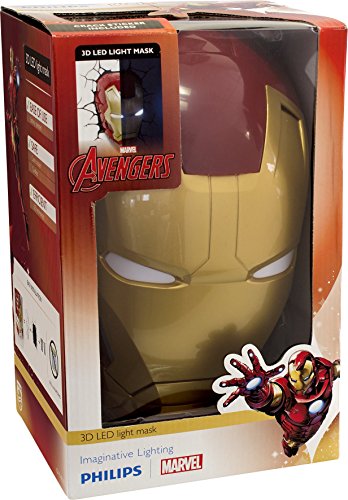Lansay 10151-Einrichtung und Dekoration Avengers Maske Iron Man, 3D, leuchtend, Wanddekoration - 3