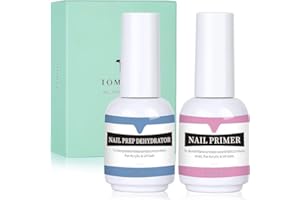 TOMICCA Nail Dehydrator and Primer Set-Professional Nail Bond Primer &Nail Prep Dehydrate,Acid Free Superior Protein Bonding,Fast Air Dry For Gel Polish and Acrylic Powder 0.5oz