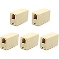 OLIREXD RJ9 Coupler Connector Extender for Connect Two Handset Cables Cord Together 6P4C / RJ9 /RJ10 /RJ22 - Pack of 5
