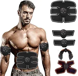 Glaceon Abs Trainer- Unisex EMS Muscle Stimulator, Waist Trainer, 5 in 1 Thigh Trainer, Abdominal Trainer, Stomach Toner, Thigh Belt, Arm Trainer with Exercise Modes For Home Workout Equipment