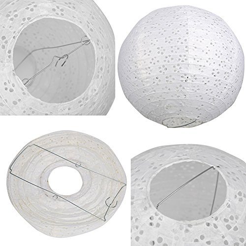 ONEDONE 5 Stücke 10″ Lampion Laterne Papier Weiß Gartenlampion Papierlaterne Hängedekoration Lampenschirm Deko Feste Geburtstag - 3