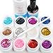 Fashion Gallery Simple Nail Art Set 12 Color Big Glitter UV Gel Builder Cleanser Plus Top Coat Brush