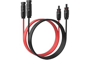 ELFCULB Cavo di prolunga per pannello solare, 1 paio di cavi solari da 12 AWG, 10 m, nero e rosso, cavo fotovoltaico a pannello solare con connettori maschio/femmina