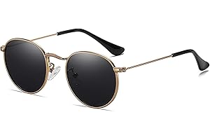 LOJUDI Kids Sunglasses Boys Girls - Polarised Round Metal Frame Cool Sun Glasses UV400 Protection for Childrens age 3-16