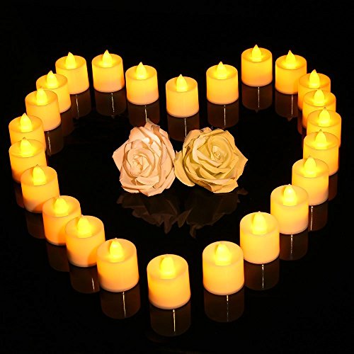 lederTEK 24 Paquetes de Energía Batería de Colores Parpadeantes Eléctricos Té Velas Luces, la Lámpara LED Decorativo para la Boda, Día de la Fiesta de la Decoración, Iluminación Exterior, Cenar, Jardín?24 paquetes Amarillo?