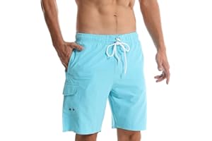 fovdtaa Short de bain pour homme avec doublure de compression à séchage rapide extensible 2 en 1 avec poches zippées