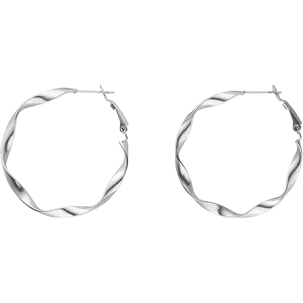 PURELEI Orecchini A Cerchio Koko In Acciaio Inossidabile, Con Elementi Ovali E Sfere, Diametro 24 Mm, Colori Oro, Argento, Oro Rosa