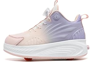 Kmrlofiy Chaussures de Skateboard Fille Chaussures à roulettes Fille Et Garçon Patins À roulettes de Skate Sneakers Roller 2 en 1 Chaussures de Sport Outdoor Baskets avec Roues