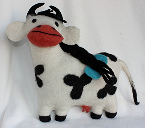 Alakiiz Betty Cow- HANDCRAFTED WITH 100% ORGANIC FINEST MERINO WOOL – Large Soft Toy Perfect For Kids/ Teens & Adults- Suitable As A Christmas Gift/ Birthday Gift/ Ornament Or Souvenir- Guaranteed customer satisfaction