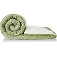 HOMEKART 220 GSM Solid Plain Reversible Summer Microfiber AC Comforter/Duvet| All Season Single Size 3 Layered Quilted Blanket for Single Bed (220 cm x 152 cm, Light Green)