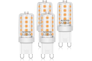 AGOTD 4W G9 LED Lampadine, Lampade LED Bianche Calde da 2700K, Equivalente a 40W Lampada Alogena, 400LM, AC220-240V, Angolo di visione 360°, Confezione da 4