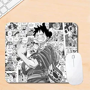 Woopme Luffy Manga Cartoon Theme Animation Character Printed Mouse Pad Compatible for Laptop Computer Desktop PC Girls Kids Gaming Non Slip Rubber Base L x H 24.00 x 20.00 Cms