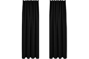 Deconovo Tende Camera da Letto Oscuranti 2 Pezzi, Tende Moderne per Soggiorno Interni, 140x290 CM (Larghezza x Altezza), Nero