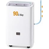 Megonia Industrial Dehumidifier 90 L/Day with Pump for up to 240 m&sup2; | Professional Dehumidifier for Home and Basement with Ve