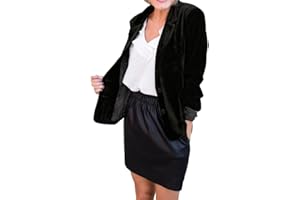 Donkivvy Blazer de terciopelo para mujer, chaqueta de traje de solapa para mujer, oficina, trabajo, negocios, traje de terciopelo con frente abierto