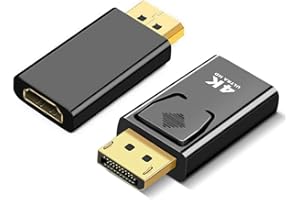 Zuya 2Pcs DisplayPort Adapter 4K to HDMI Compatible Display Converter Port Male DP to Female HD TV Audio Video Adapter Cable for PC TV Projector