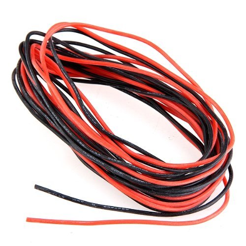SODIAL(R) 2 x 3M 26 Gauge AWG Silikon-Gummi-Draht-Kabel Rot Schwarz Flexibel