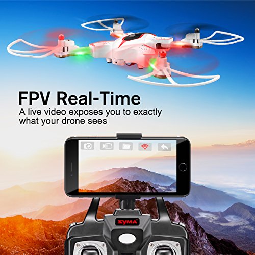 RC Drone With HD FPV Camera Remote Control Airplane DoDoeleph Syma X56W Portable Folding 2.4Ghz 6-Axis Gyro RC Quadcopter RTF Helicopter Altitude Hold UFO With Newest Hover and 3D Flips Function One key Home White