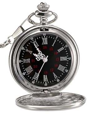 Glatte Antike Quarz Taschenuhr mit Stahlkette (Silbern)