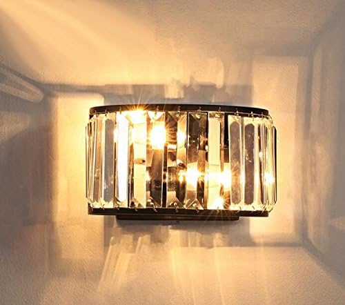 LED American Country Crystal + Wrought Iron Wall Lamp Fashion Bedside Bracket Lamp Bedroom/living Room/balcony/corridor/stairs/garden/outdoor Wall Light E14*2 Light Source (without Bulb)