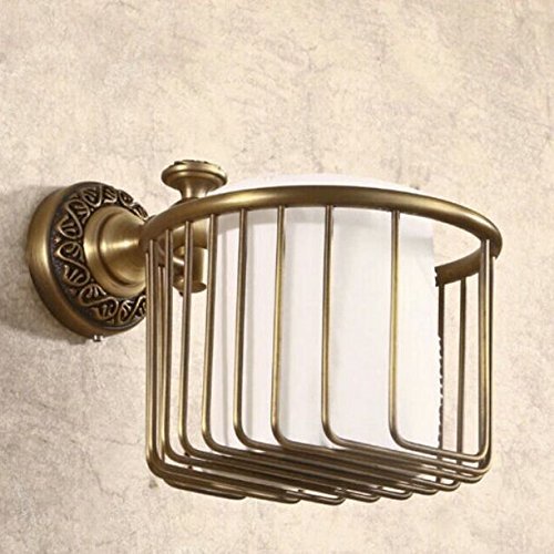 Hiendure® Wandmontage Antik Messing Papierhalter Korb Toilettenpapierhalter WC-Papierrollenhalter - 4