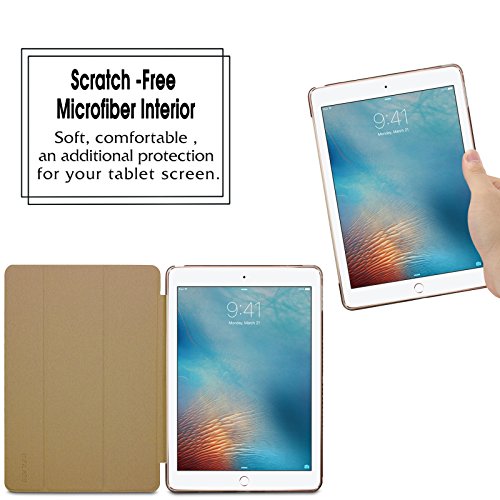 iPad Air 2 / iPad 6 Hülle, Infiland Ultra Dünn Tri-Fold Smart-Muschel PU Leder Ultra Schlank Superleicht Ständer Smart Shell Cover Schutzhülle Etui Tasche für Apple iPad Air 2 (2014 Modell)/ iPad 6(mit Auto Schlaf / Wach Funktion)(Goldene Quadrate) - 8