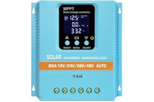Y&H MPPT Regolatore di carica solare 60A 80A 100A 12V 24V 36V 48V display LCD regolazione intelligente max 100V ingresso Dual USB per piombo-acido/litio (60A)