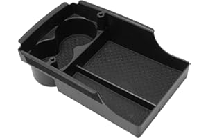 QOXEZY Mittelkonsolen-Organizer, kompatibel mit Tesla Model X/Modell S, Armlehnen-Sekundär-Aufbewahrungsbox, Armlehnen-Aufbewahrungsbox + Getränkehalter, ABS-Materialien, schwarzer Rand