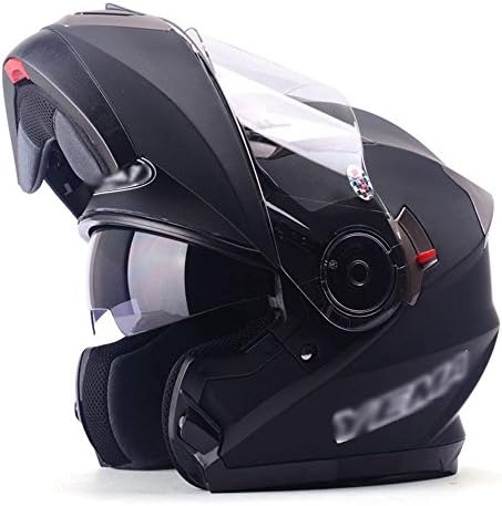 XERT Off-road Helmets Downhill Flip-Up Anti-fog Fullface Helmets Four Seasons Dual Lenses Full-Face Safety Motorbike Scooter Helmet,Sub-black-L(57-59cm)