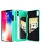 Produktbild iPhone X Spiegel Wallet Schutzhülle für Frauen – spessn eingefasst Spiegel Rückseite Bezug mit 3 BANK Card Slot Schutzhülle Hard Case mit HD Bildschirm Schutzfolie für Apple iPhone X iPhone 10, Polycarbonat, türkis, Apple iPhone X 2017