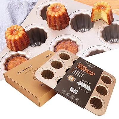 SinceY Muffins Moule Moule à Cannelés 12-Hole Moule à Gâteau Non-Stick en Acier Au Carbone pour Faire des Desserts Au Cupcake