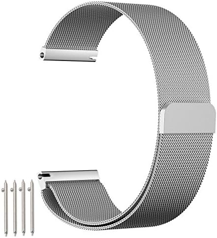 Samsung Gear S3 Frontier / Classic Watch Strap, 22mm Watch Strap, einBand Fully Magnetic Closure Clasp Mesh Loop Milanese Stainless Steel Metal Replacement Band Bracelet Strap for Samsung Gear S3 Frontier/ Classic Watch, LG G Watch, MOTO 360 2nd 46MM, Asus ZenWatch 2, PEBBLE Time, Fossil Q and for all models spring bars 22mm watch, Silver
