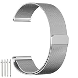 Samsung Gear S2 Armband von einBand, 20mm Uhrenarmband, Milanese Schlaufe Premium Edelstahl Armband mit einzigartiger Magnetverriegelung (keine Schnalle notwendig) und Adapter für SAMSUNG Gear S2 Classic SM-R732 & SM-R735 (Nicht für Gear S2 Sport), Withings Steel HR 40mm, PEBBLE Time Round Large 20mm, Moto 360 2nd Gen Men's 42mm, TICHWATCH 2, Fossil Q Gazer, und Sonstige mit 20mm Stegbreite, Silber