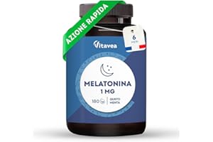 Melatonina Vitavea - Melatonina per Dormire - 1 mg - Integratore per il Sonno - Jet lag - 180 Compresse Orodispersibili - 6 Mesi - Gusto Menta